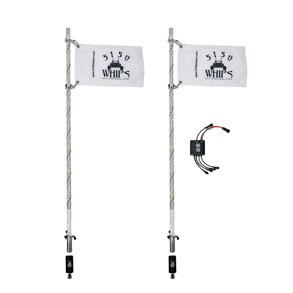 5150 Whips 187 Platinum Chalk LED Whips Pair