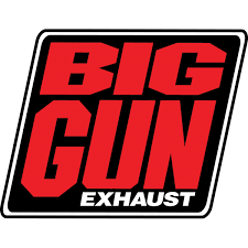 A square graphic logo with the words "BIG GUN" in large red letters and "EXHAUST" in smaller white letters, all on a black background with a white border.